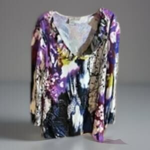 Alberto MAKALI Crinkle Pleated Beaded Top Size XL